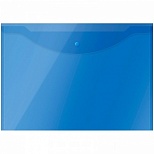 Папка-конверт на кнопке OfficeSpace (А3, 150мкм, пластик) полупрозрачная синяя, 10шт. (267523)
