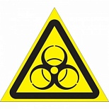 Знак безопасности Технотерра "Осторожно. Биологическая опасность W16" (200мм, пленка ПВХ) 1шт.