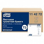 Бумага туалетная для диспенсера листовая 1-слойная Tork T3 Universal, 40 пачек по 250 листов (114272)