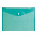 Папка-конверт на кнопке inФОРМАТ (А4, 150мкм, пластик) прозрачная зеленая