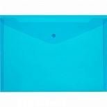 Папка-конверт на кнопке Attache (А4, 180мкм, до 120л., полипропилен) прозрачно-синяя, 10шт., 10 уп.