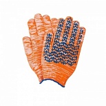 Перчатки защитные хлопковые с пвх-покрытием Елочка, 6 нитей, 10 класс, размер 9 (L), оранжевые, 1 пара