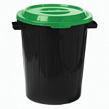 Контейнер для мусора 60л Idea, пластик черный, с цветной крышкой, 480x550x530мм (М 2393)