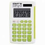Калькулятор карманный Staff STF6238 (8разрядный) зеленый, двойное питание (250283), 50шт.