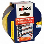Лента для разметки клейкая Unibob, 50мм x 50м, черно-желтая, пвх (4607025337638)