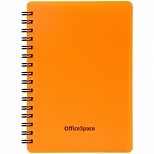 Записная книжка А6 OfficeSpace "Neon", 60 листов, спираль, оранжевая пластиковая обложка, 3шт. (Зк6к60грП_35417)