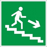 Знак эвакуационный ГАСЗНАК E13 Направление к эвакуац.выходу по лестнице вниз, правосторонний (пленка ПВХ, 200х200мм, фотолюмин.) 1шт.