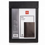 Папка-планшет с крышкой Deli (A4, до 10 листов, кожзам) черная