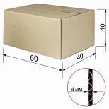 Короб картонный 600x400x400мм, картон бурый Т-22 профиль С, 10шт. (440053)