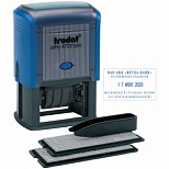 Датер автоматический самонаборный Trodat 4729 (50х30мм, 4 строки+дата, 4мм, синий, кассы в комплекте) (53334)
