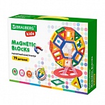 Конструктор магнитный Brauberg Kids Mega Magnetic Blocks-79, с колесной базой и каруселью (663848)