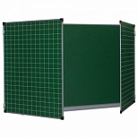 Доска магнитно-меловая трехсекционная Brauberg (100х150/300см, алюминиевая рамка) зеленая + линия/клетка (ТЭ-300Мр)
