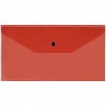 Папка-конверт на кнопке Стамм (С6, 150мкм, пластик) прозрачная, красная (ММ-32283)