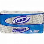 Бумага туалетная 2-слойная Luscan Standart, белая, 21.88м, 8 рул/уп