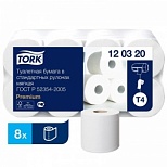 Бумага туалетная для диспенсера 2-слойная Tork T4 Premium, белая, 23м, 8 рул/уп (120320)