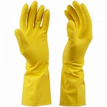 Перчатки латексные Vega, хлопчатобумажное напыление, размер XL, желтые, пакет с европодвесом, 12 пар (299048)