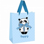 Пакет подарочный 26x32x12см MESHU "PandaGift_Blue", отд. фольгой, матовая ламинация (MS_45832)