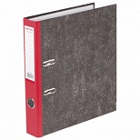 Папка с арочным механизмом Офисмаг Стандарт (50мм, А4, до 350л., картон "под мрамор") красная (225587)